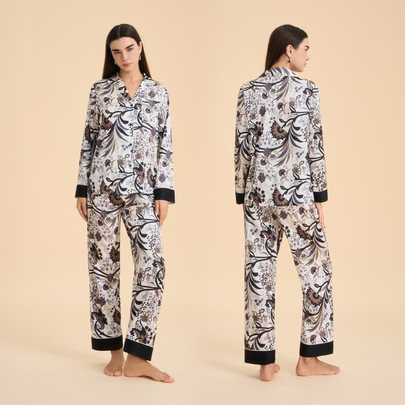 Vintage-Pyjama-Set mit Ranken- und Blumenmuster - image 1