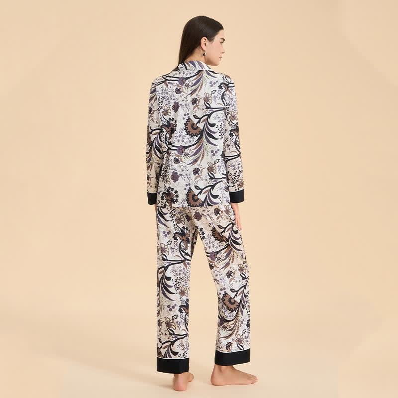Vintage-Pyjama-Set mit Ranken- und Blumenmuster - image 5