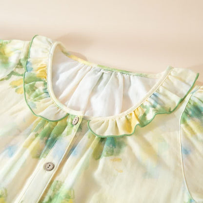 Pyjama-Set aus Baumwollgaze mit Blumenmuster und Rüschen - image 5