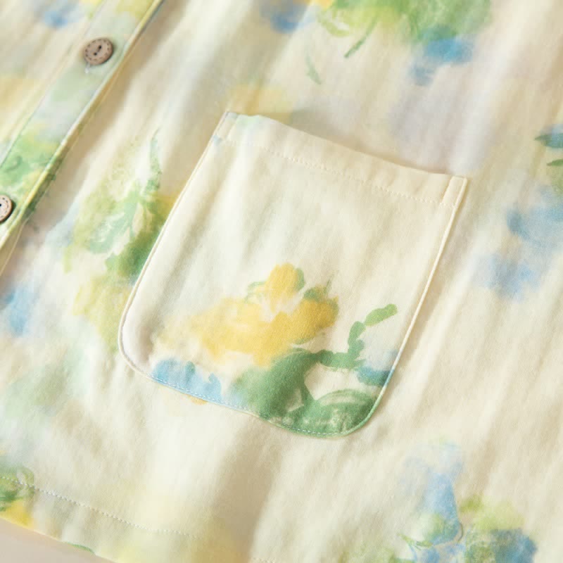 Pyjama-Set aus Baumwollgaze mit Blumenmuster und Rüschen - image 8