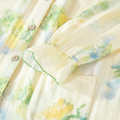 Pyjama-Set aus Baumwollgaze mit Blumenmuster und Rüschen - image 6
