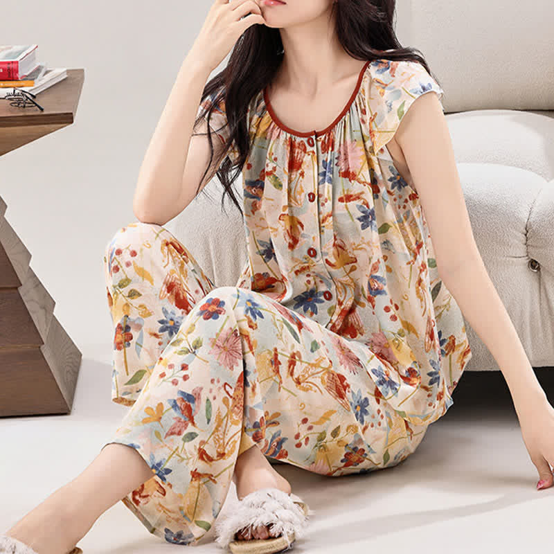Loungewear-Set im rustikalen Stil mit Blumenmuster - image 2