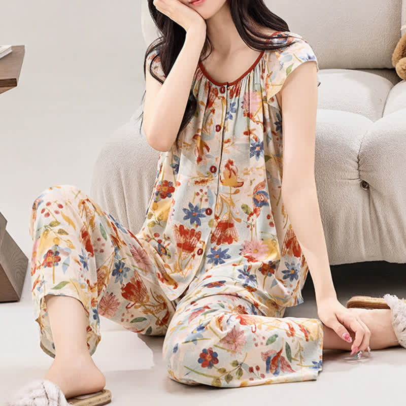 Loungewear-Set im rustikalen Stil mit Blumenmuster - image 1