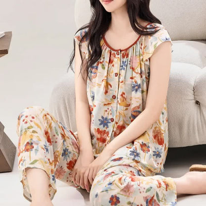 Loungewear-Set im rustikalen Stil mit Blumenmuster - image 3