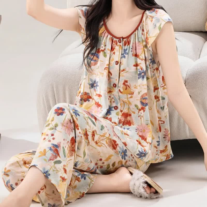Loungewear-Set im rustikalen Stil mit Blumenmuster - image 4