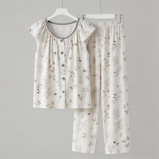 Elegantes Loungewear-Set mit Knopfleiste in Astform - Weiß - XXL - image 0