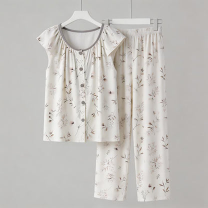 Elegantes Loungewear-Set mit Knopfleiste in Astform - Weiß - XXL - image 0