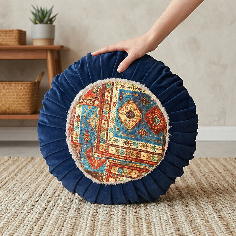 Vintage-Zierkissen aus Knitterstoff - Blau - 45 cm x 45 cm - image 0