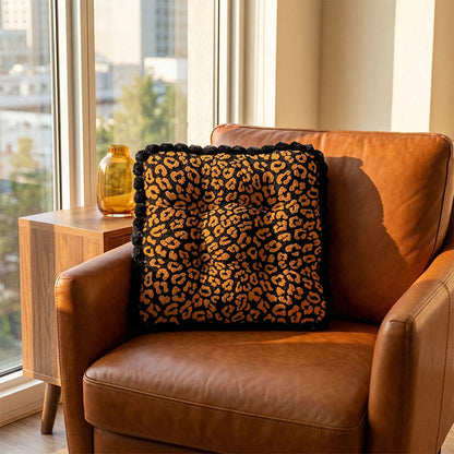 Quadratisches Dekokissen mit Leopardenmuster - Schwarz & Orange - 45 cm x 45 cm - image 0