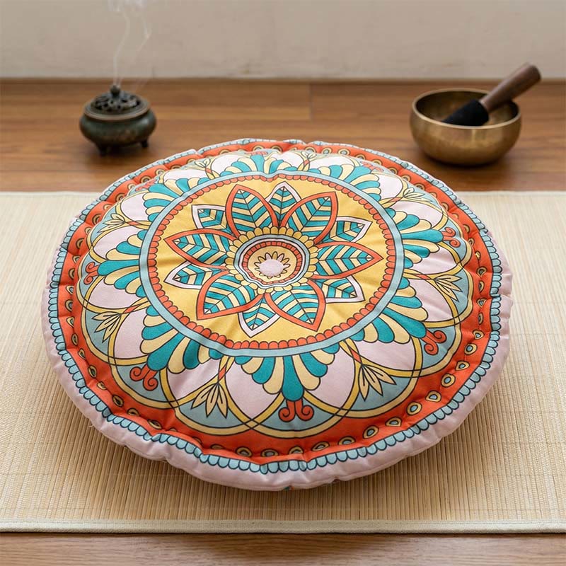 Mandala-Kissen im Boho-Stil mit Blumenmuster in Rosa - Rosa - 45 cm x 45 cm x 8 cm - image 0
