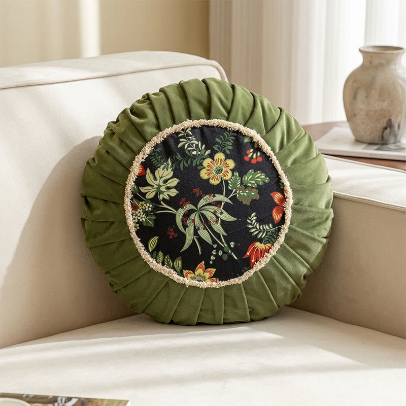 Vintage-Zierkissen mit chinesischem Blumenmuster - Grün - 45 cm x 45 cm x 15 cm - image 0