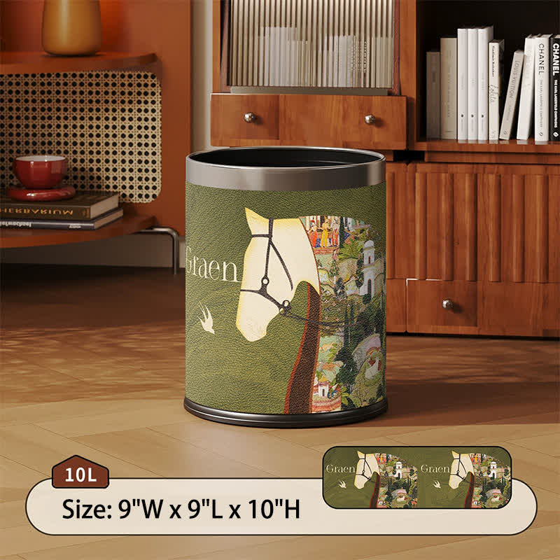 Mülleimer aus Leder mit Litschi-Textur (Reitsportart) - Grün - Standard - 22.5 x 22.5 x 26cm - image 2