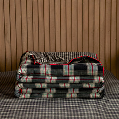 Einfaches kariertes Steppdecken-Set aus reiner Baumwolle - image 1