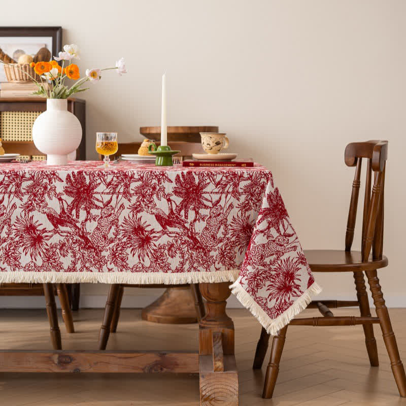 Rechteckige Tischdecke mit Dschungel- und Leopardenmuster - 140cm x 300cm - image 0