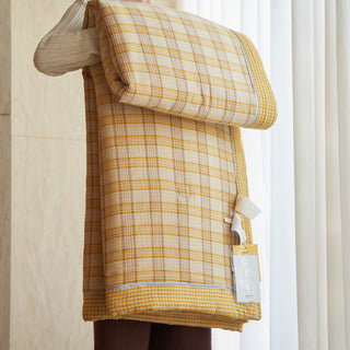 Vichy-Karo-Steppdecken-Set aus reiner Baumwolle - Gelb - Quilts - König - image 0