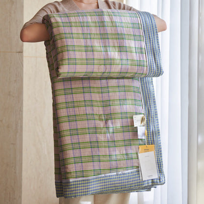 Vichy-Karo-Steppdecken-Set aus reiner Baumwolle - Gelb & Lila - Quilts - König - image 19