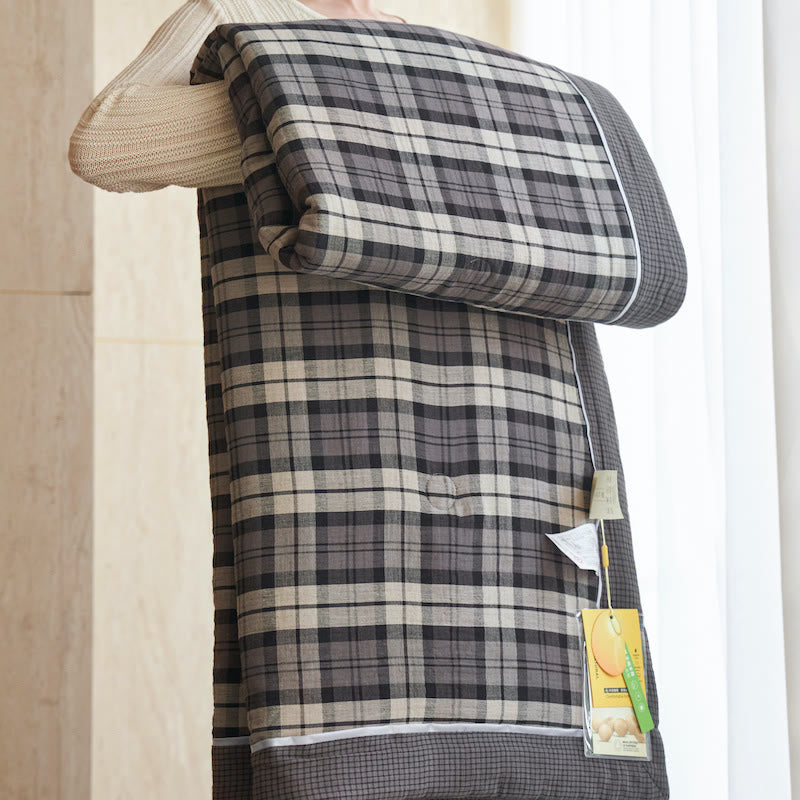 Vichy-Karo-Steppdecken-Set aus reiner Baumwolle - Dunkelgrau - Quilts - König - image 5