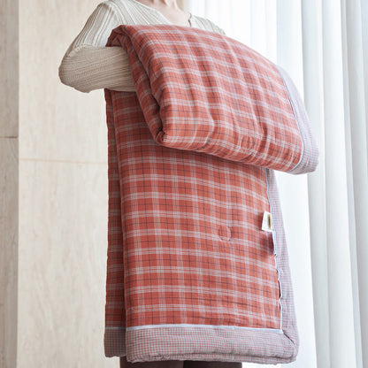 Vichy-Karo-Steppdecken-Set aus reiner Baumwolle - Hellrot - Quilts - König - image 9