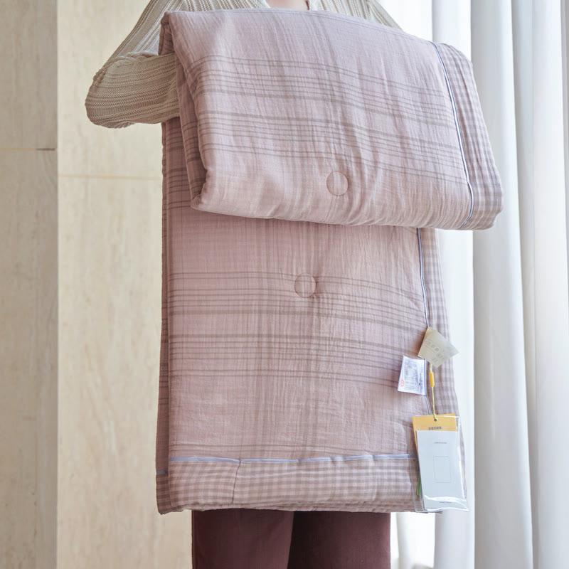 Vichy-Karo-Steppdecken-Set aus reiner Baumwolle - Rosa - Quilts - König - image 13