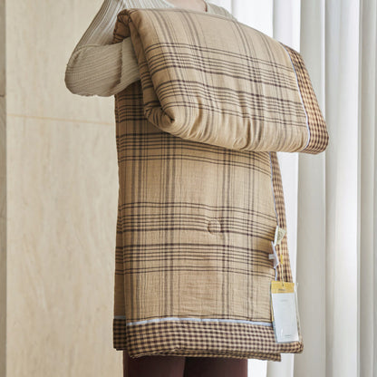 Vichy-Karo-Steppdecken-Set aus reiner Baumwolle - Braun - Quilts - König - image 15