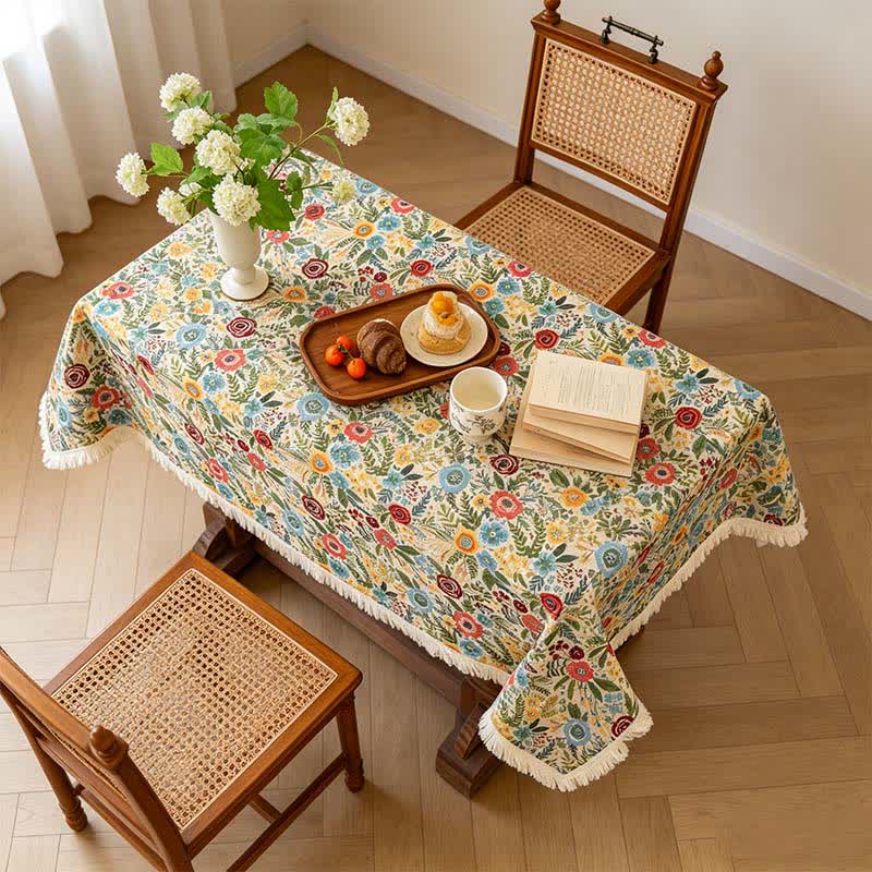 Tischdecke aus Baumwoll-Leinen-Jacquard mit Blumenmuster - image 2