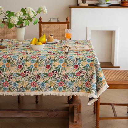 Tischdecke aus Baumwoll-Leinen-Jacquard mit Blumenmuster - image 1