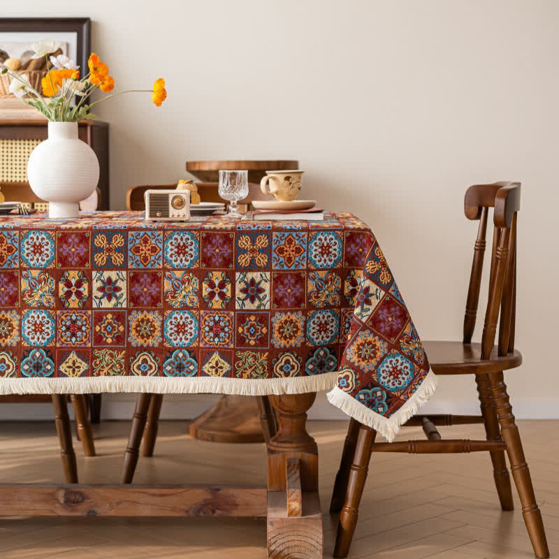 Tischdecke im Bohemian Retro Ethnic Tile Jacquard-Stil - 140cm x 300cm - image 0