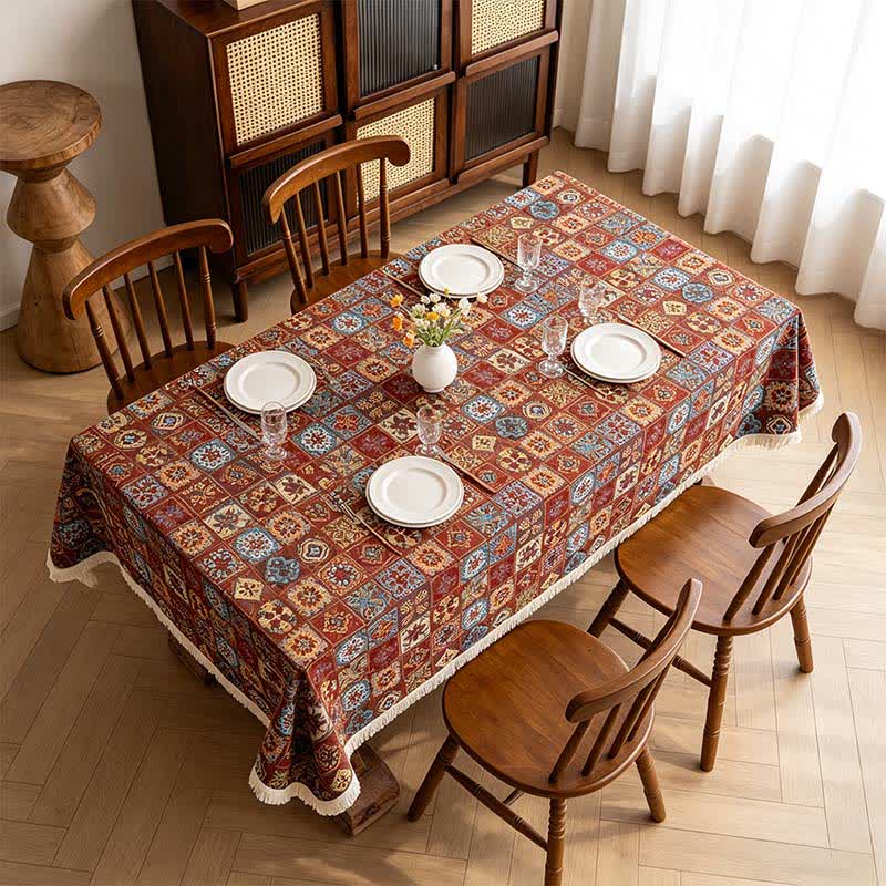 Tischdecke im Bohemian Retro Ethnic Tile Jacquard-Stil - image 2