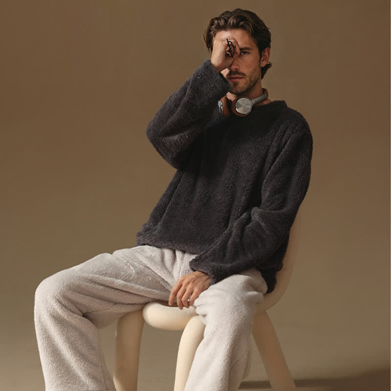 Partner-Pyjamas aus minimalistischem Flanell - Dunkelgrau - Männer - 3XL - image 2