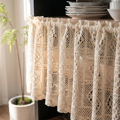 Beige quadratische Häkel-Stufenvorhang - image 2