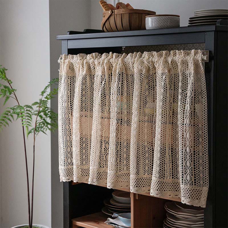 Boho-beige gepunktete Häkelvorhang - Punkt - 150 cm x 60 cm - image 0