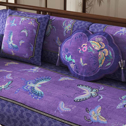 Sofaschutzhülle mit orientalischem lila Schmetterlingsmuster - image 3