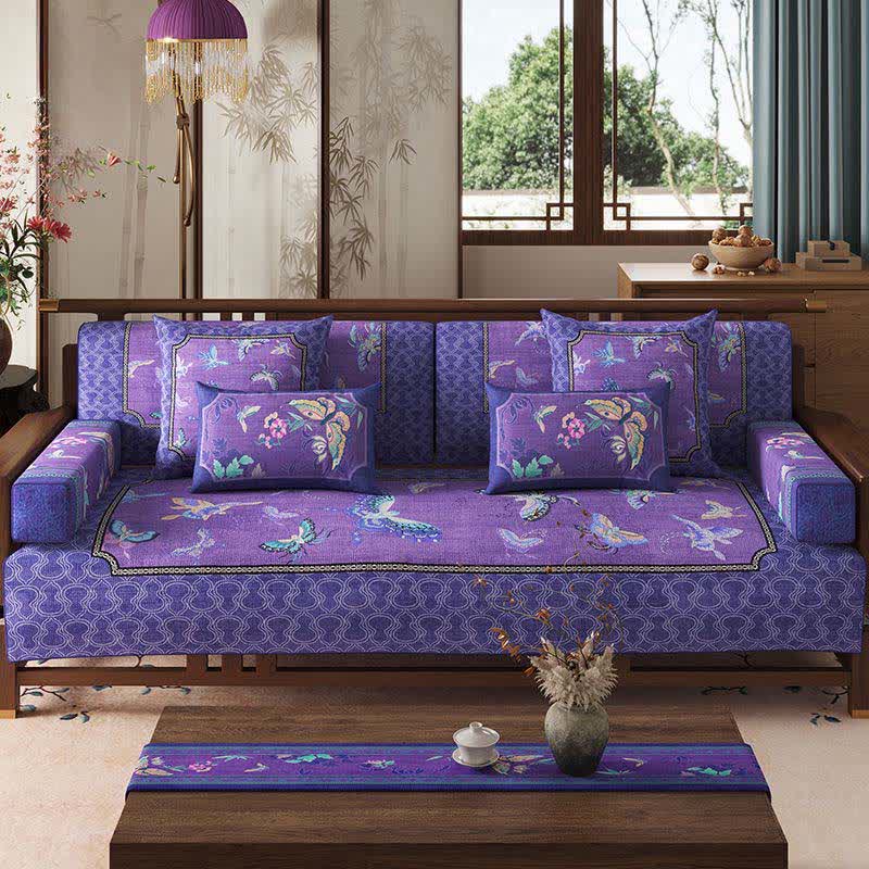 Sofaschutzhülle mit orientalischem lila Schmetterlingsmuster - image 1