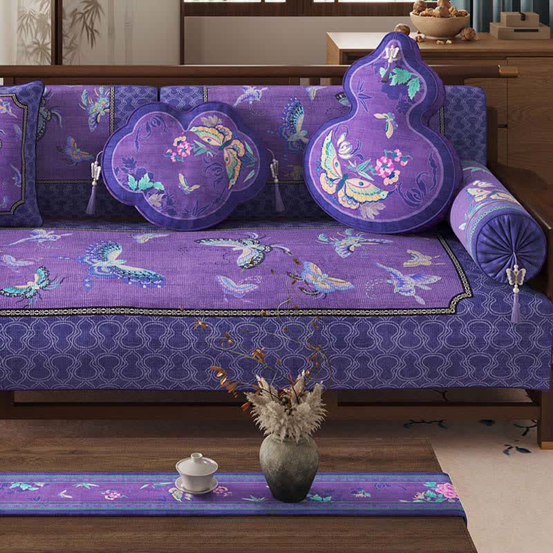 Sofaschutzhülle mit orientalischem lila Schmetterlingsmuster - image 2