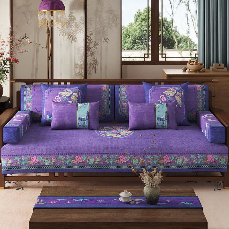 Sofaschutzhülle im orientalischen Stil mit Blumen- und Schmetterlingsmotiven - 110cm x 300cm - image 0