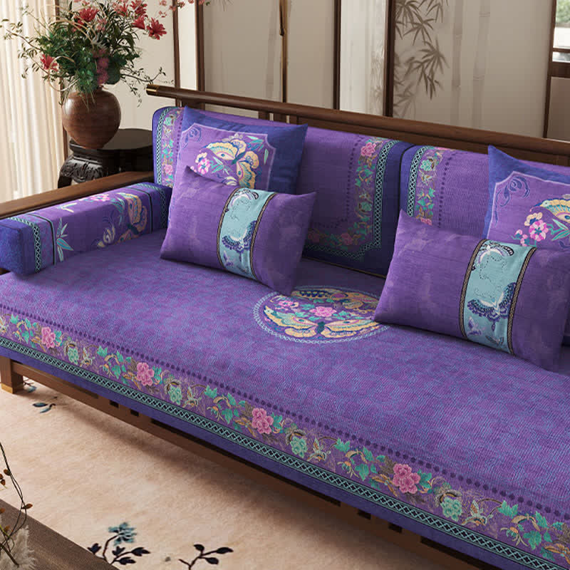 Sofaschutzhülle im orientalischen Stil mit Blumen- und Schmetterlingsmotiven - image 3