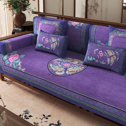 Sofaschutzhülle im Vintage-Stil mit orientalischem Blumen- und Schmetterlingsmuster - image 2