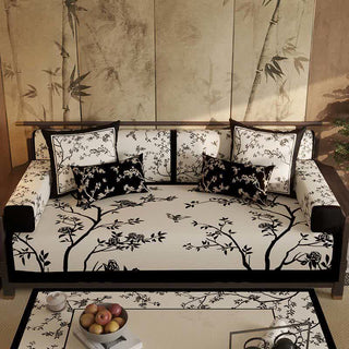 Sofabezug im Vintage-Stil mit orientalischen Zweigen und Blumen - Sofaschutz - 110cm x 280cm - image 0
