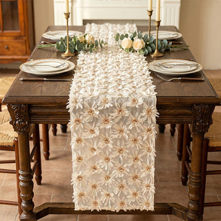 Tischdecke im französischen Landhausstil mit Blumenmuster und Quasten - 14" x 138" - image 0