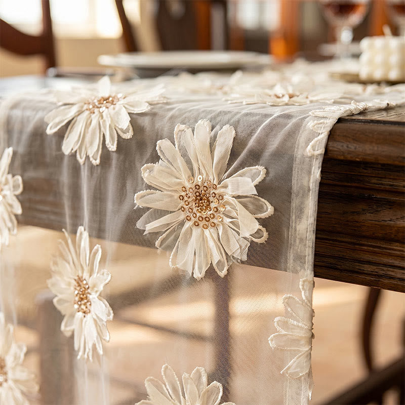 Tischdecke im französischen Landhausstil mit Blumenmuster und Quasten - image 2