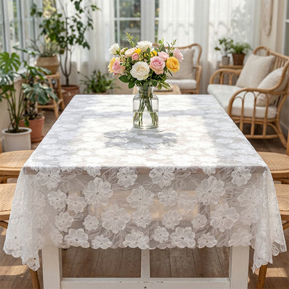 Tischdecke aus Kamelien-Spitze und Jacquard - image 1