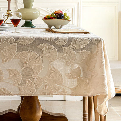 Elegante Tischdecke mit Ginkgoblatt-Jacquardmuster - 140cm x 260cm - Beige - image 4