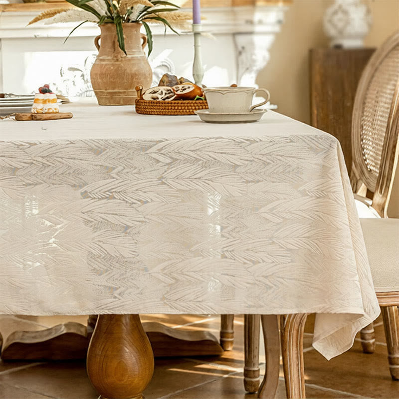 Tischdecke mit Blattmuster und Jacquard-Design - 140cm x 260cm - Beige - image 2