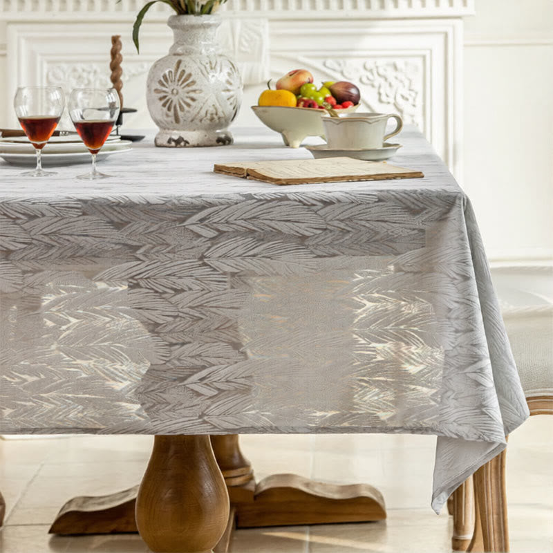 Tischdecke mit Blattmuster und Jacquard-Design - 140cm x 260cm - Grau - image 5