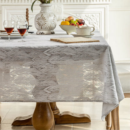 Tischdecke mit Blattmuster und Jacquard-Design - 140cm x 260cm - Grau - image 5