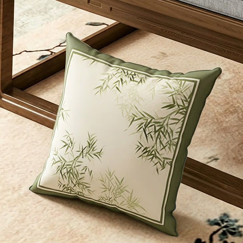 Sofabezug im Vintage-Stil mit grünem Bambusblatt - Dekokissen - 45cm x 45cm - image 3