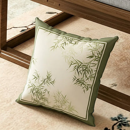 Sofabezug im Vintage-Stil mit grünem Bambusblatt - Dekokissen - 45cm x 45cm - image 3
