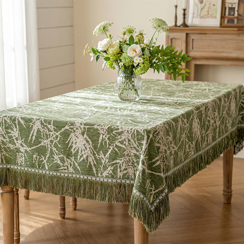 Vintage-Tischdecke aus Bambus-Jacquard mit Quasten - image 1