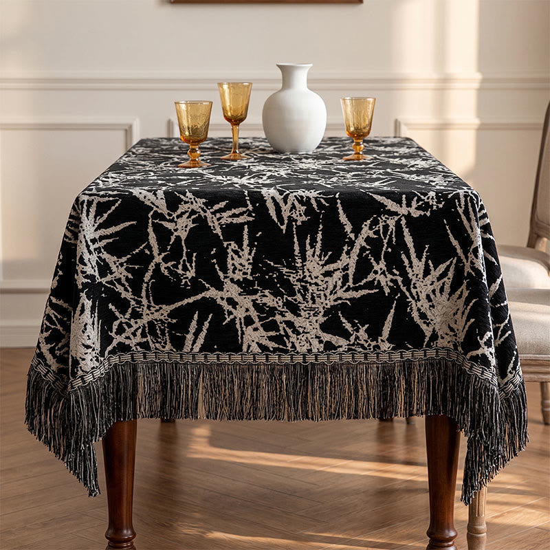 Vintage-Tischdecke aus Bambus-Jacquard mit Quasten - image 4