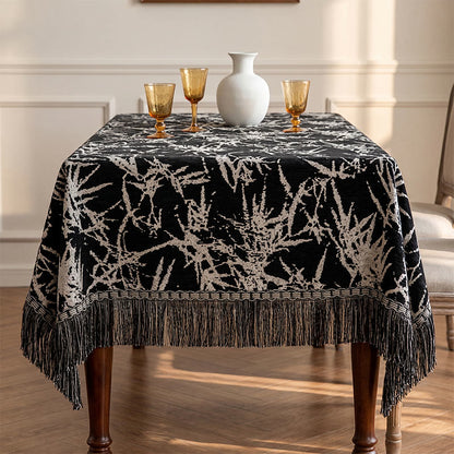 Vintage-Tischdecke aus Bambus-Jacquard mit Quasten - image 4